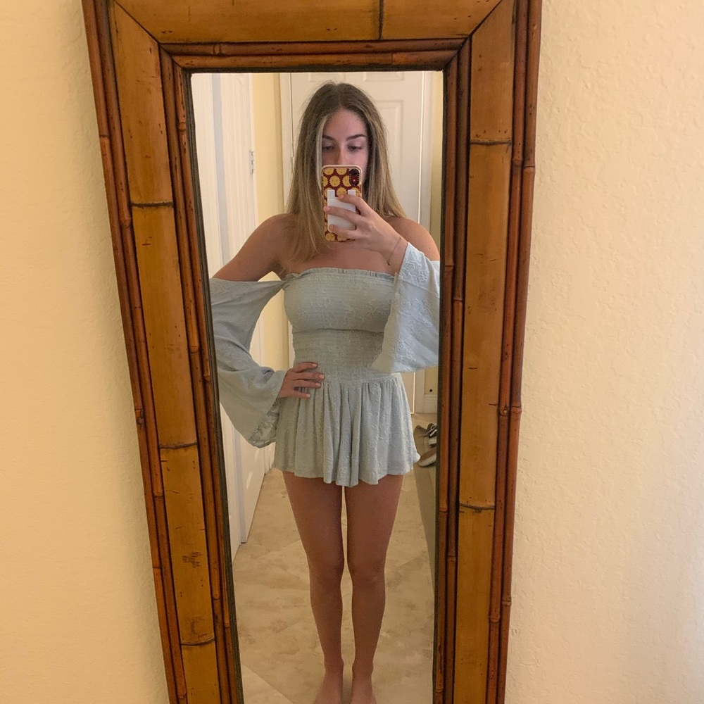 Off the shoulder blue romper